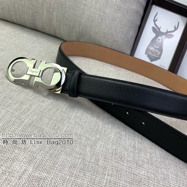 菲拉格慕男士皮帶 Ferragamo雙面牛皮紋理腰帶  jjp1918